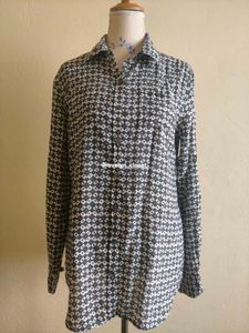 Patterned Long Sleeve Button-Down