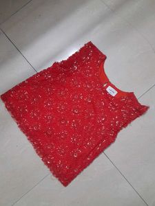 Red Sequence Crop Top