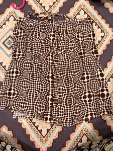 Brown Patterned Mini Skirt