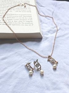 Rose Gold Necklace & Earring Set