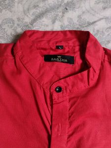 Red Band Collar Kurta