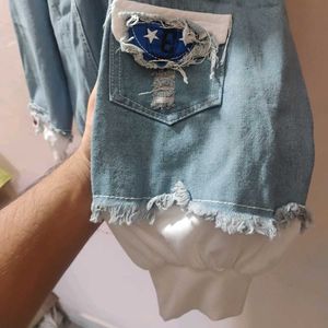 Men&#39;s Blue Hooded Denim Jacket (Size - XL)