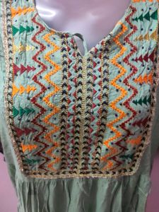 Xxl Embroidered Green Kurta