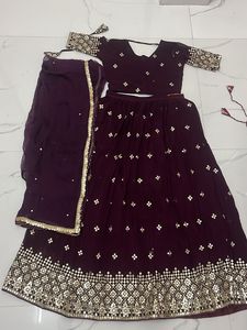Burgundy Lehenga With Jodhpuri Faag ( Odhani)
