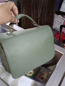 Green Structured Top Handle Bag