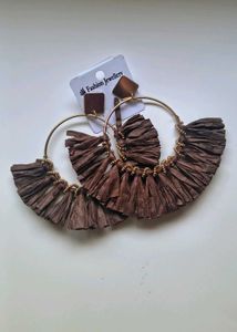 Brown Fringe Statement Earrings