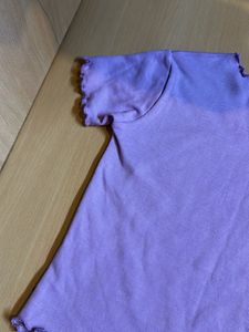 Purple High neck And Netted T Shirt
