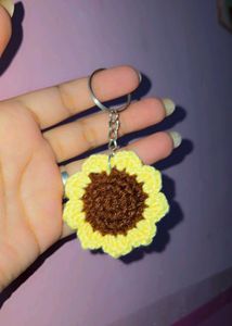 It is beautiful handmade crochet sunflower keychai