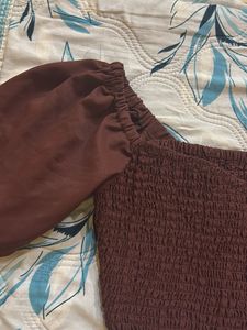 Brown Smocked Top
