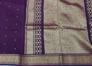 Purple Silk Saree with Gold Border