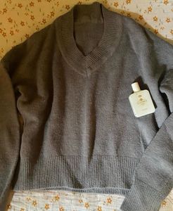 Gray V-Neck Sweater