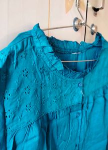 Teal Embroidered Top