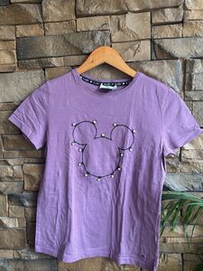KAZO XS Purple Disney Mickey Embellished T-Shirt –