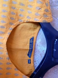 Yellow Colour Kurta With Golden Printed