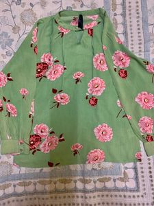 Semi Formal Parrot Green Shirt/Top -Soft Comfort