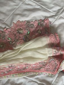 Elegant Pink Embroidered Saree with Blouse