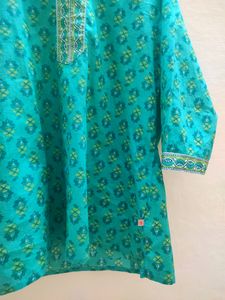 Teal Short Cotton Kurta