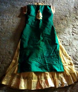 Green and Cream Combination Ethnic Top Wear#fbls