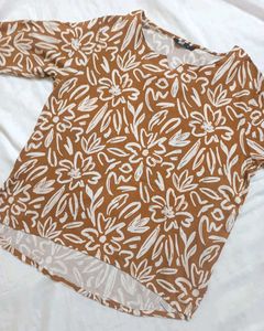 Floral Print Brown Top