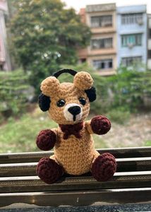 Crocheted Bear with Headphones