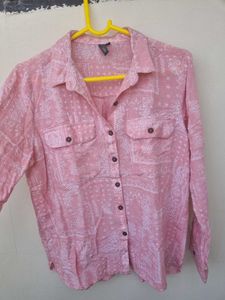 Pink Patterned Button-Up Shirt