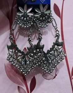 Silver Peacock Style Earring