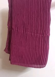 Wine Colored Pleated Saree Without Blouse