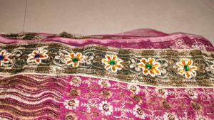 Elegant Pink Embellished Saree