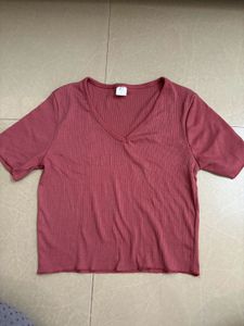 Pink V Neck Crop Top