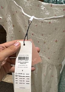 White Long  Dress With Cherry Print