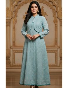 Chikankari Kurti With Attached Jacket