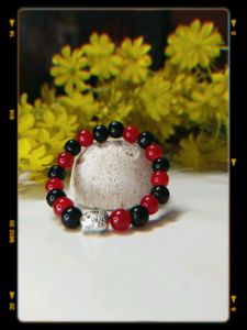 Red &amp; Black Buddha Bead Bracelet