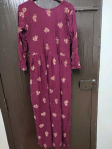 Maroon Printed Kurta