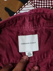 American Eagle Burgundy Button-Down Shirt