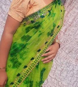 Green Tie-Dye Sari