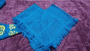 Cute Kids Blue Leaf winter cord set with pochun