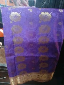 Purple & Gold Floral Saree