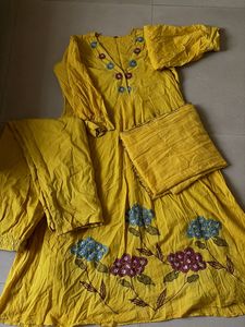 Yellow Embroidered Kurta Set
