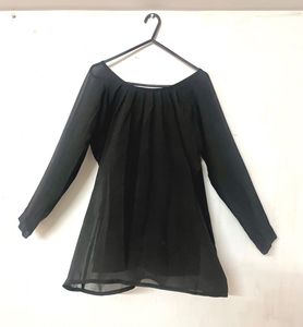 Black Sheer Top With Stitched Black Inner