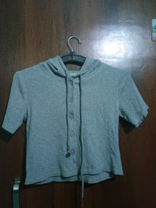 Gray Button-Down Top