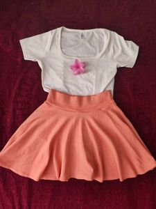 Aesthetic cute peach Skirt