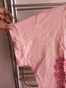 Pink Casual Hosiery T Shirt