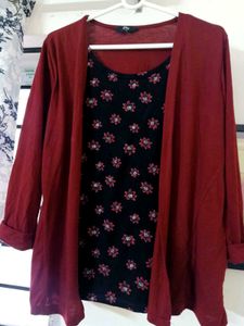 MAX Floral Top with Maroon Shrug