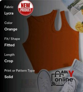 Orange Fitted Crop Top