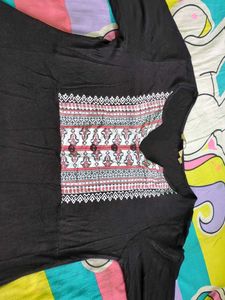 Embroidered Black Tunic Top