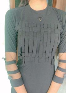 Black Dress with Sheer Sleeves