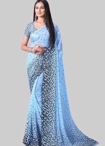 Blue Printed Saree