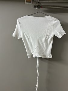 Cute White Ruched Top