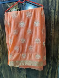 Elegant peach Floral Saree