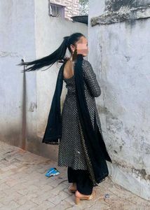 Black Punjabi Patiala Designer Suit Kurti Set